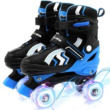 Kids Roller Skates, 4 Adjustable Rollerskates with Light Up Wheels, Child Rol...
