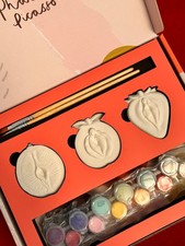 3 x Yoni Fruit Magnets Painting Kit | DIY Paint & Sip Kit with Paint and Brushes