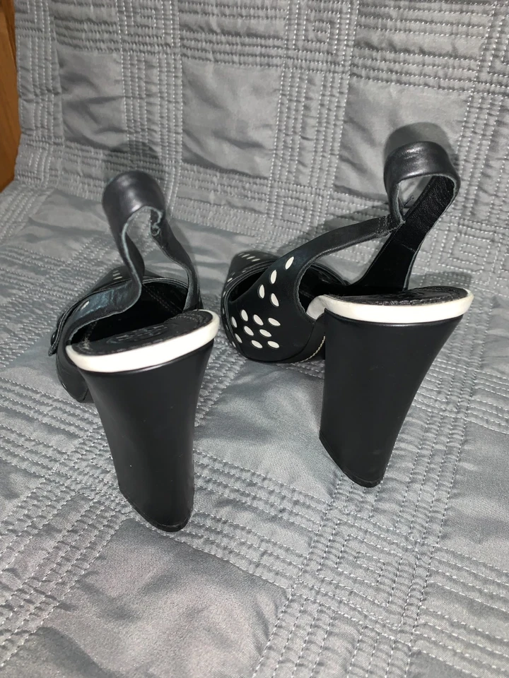 Tory Burch Polka Dot Heels Black White Slingback Pumps KAY Women’s Size 8M US - Image 3 of 4