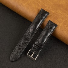 Black Real Ostrich Leg Leather Watch Band Men Classic Ostrich Watch Strap