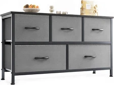 OLIXIS Dresser for Bedroom with 5 Drawers, Wide Chest of Drawers