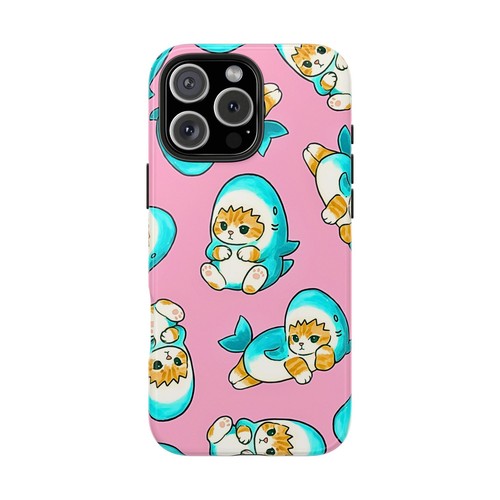 Pink Cute Shark Cats Pattern Tough Phone Case | Aesthetic - 第 1/108 張圖片