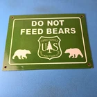 Vintage Forest Service Sign - Do Not Feed Bears Gas Pump Station Porcelain Sign