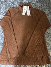 Smartwool Thermal Ribbed Turtleneck 100% Merino Wool Pecan Brown Size XL