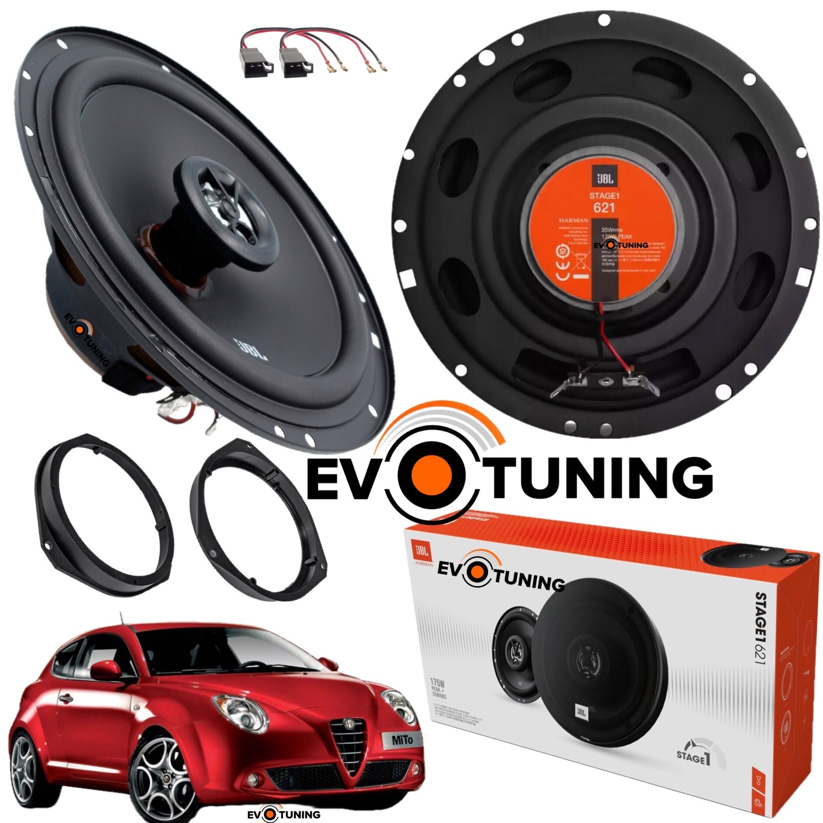 Casse JBL per Alfa Mito: Kit 165mm Plug Play Anteriore Posteriore