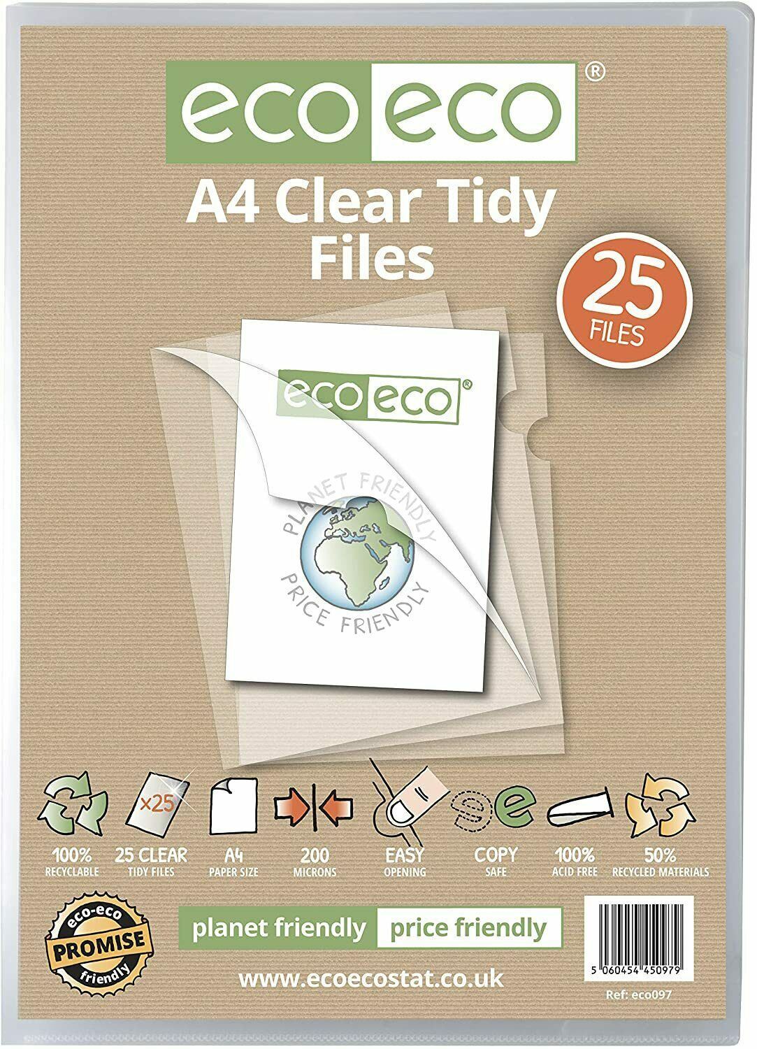 Eco eco A4 Report Cartelline Ordine Schede Trasparente Top Lato Apertura 50%