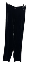 Giorgio Armani Black Velvet Pants Womens Size 8 High Rise Straight Made in Italy