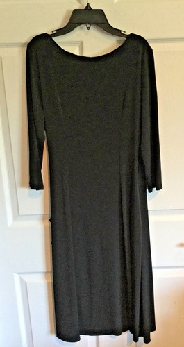 EUC Sangria Woman's 12 Black Dress Wraps To Left Side V Neck 3/4 Sleeves * - Picture 3 of 4