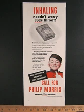 1942 Vintage Print Ad Philip Morris Cigarettes Smoking Tobacco Bell Boy Wall Art