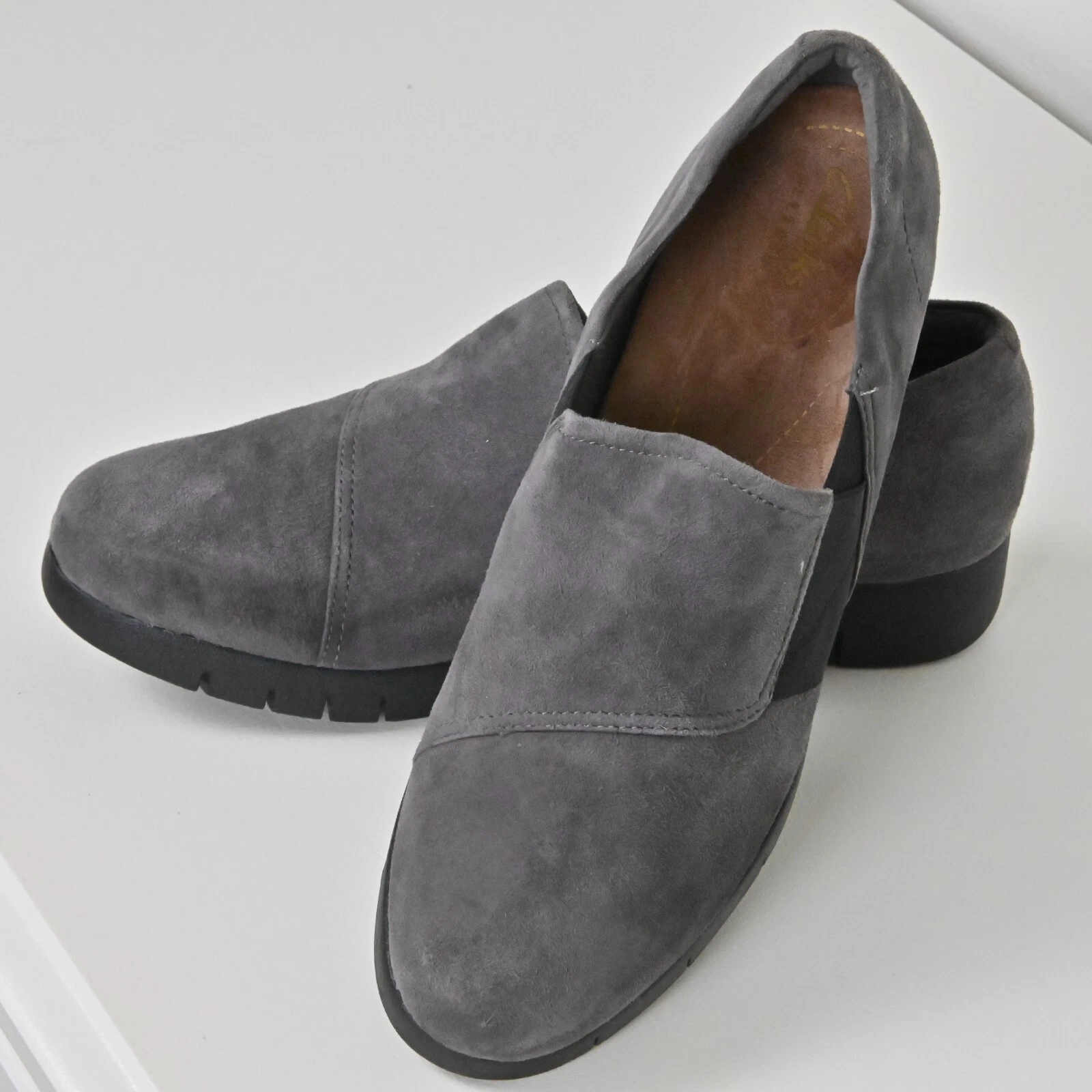 NUOVO mocassino Clarks Artisan Daelyn Monarch scamosciato comodo grigio US9M UK6.5D