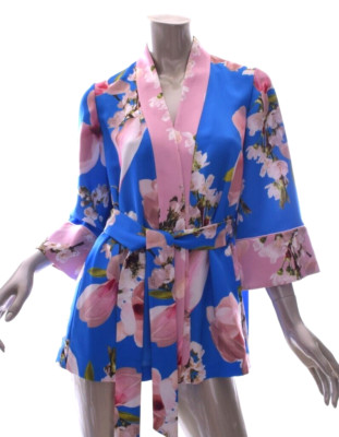 New Ted Baker Amaree Harmony Pleated Floral Blue Pink Kimono Women Ted 0  US 2