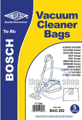 5 x BOSCH Vacuum Cleaner Cloth Bags G Type - Electruepart BAG262