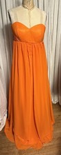 Brides Maid  Strapless Orange Chiffon Gown+ Scarf Sz M NWT