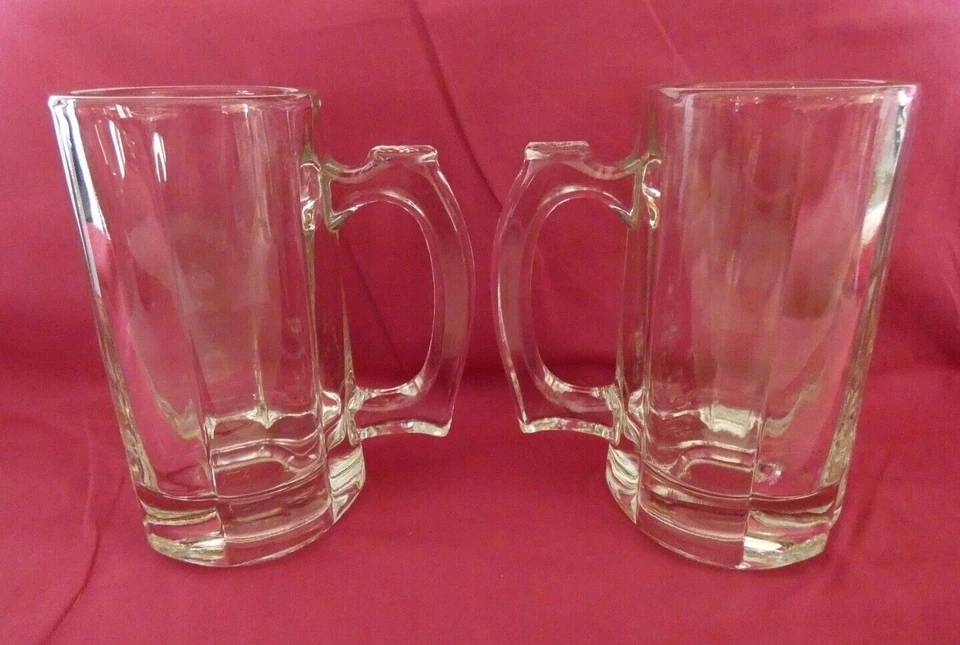 2 Vintage Libbey Beer Mugs 12 oz. - Crystal Clear Classic Design - Solid & Heavy - Image 2 of 4