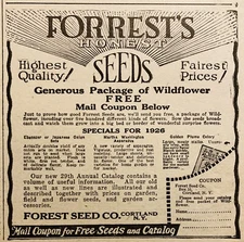 1926 AD(XE16)~FOREST SEED CO. CORTLAND, NY. FORREST’S HONEST SEEDS
