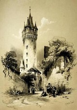 FRANKFURT AM MAIN - Eschenheimer Turm - Lithografie um 1838