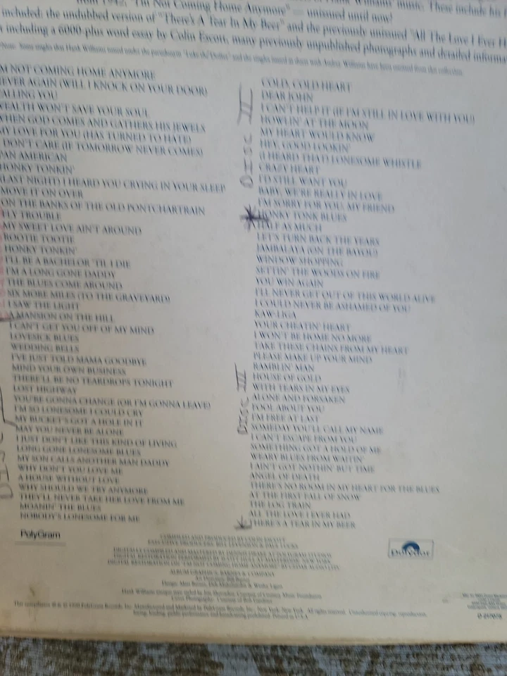 Hank Williams The Original Singles Collection 1990 Box Set POLYDOR Country Music - Image 4 of 4