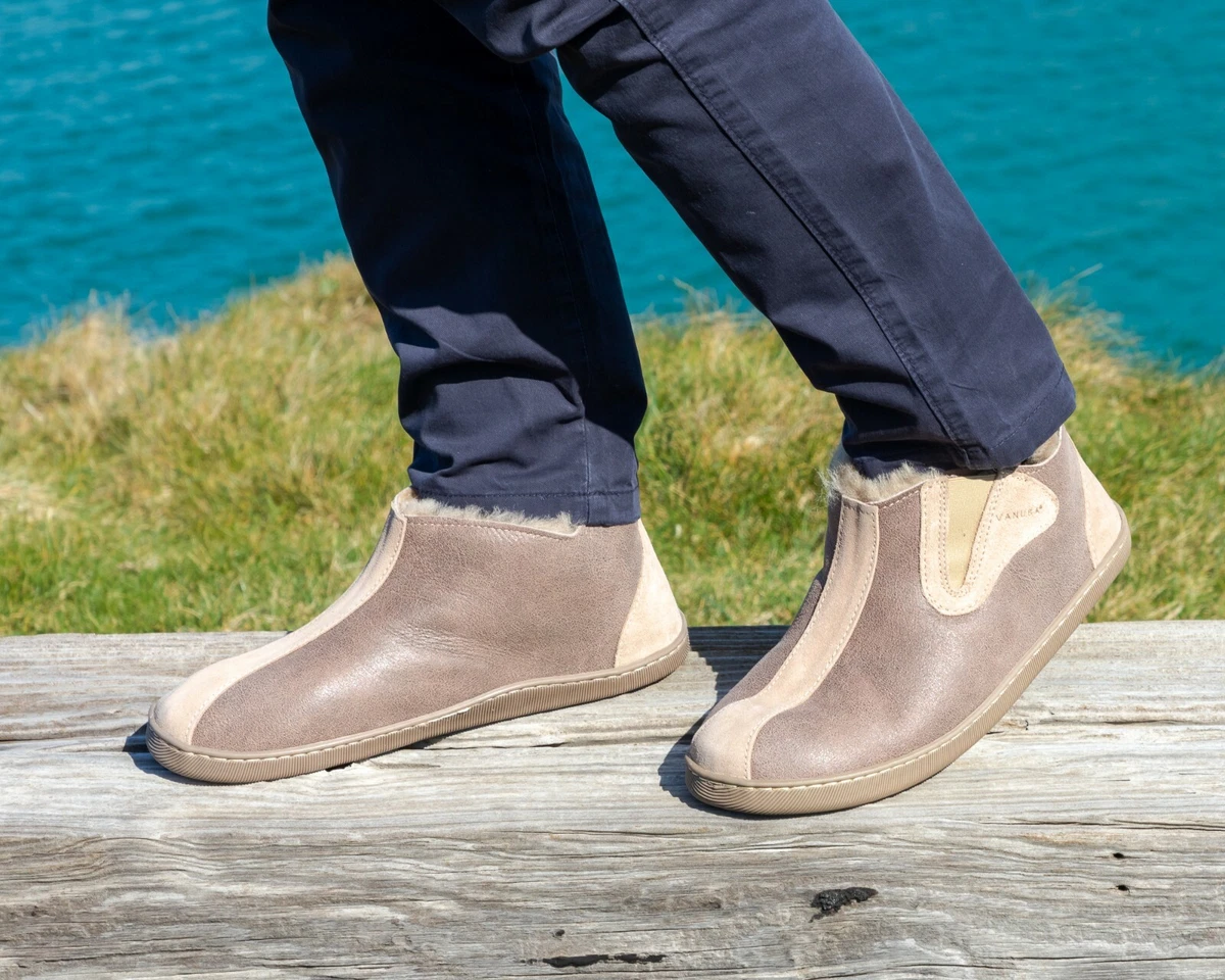 Natural Genuine Sheepskin Bootie Mens Luxury Slippers Shoes Warm Size UK 7.5 12