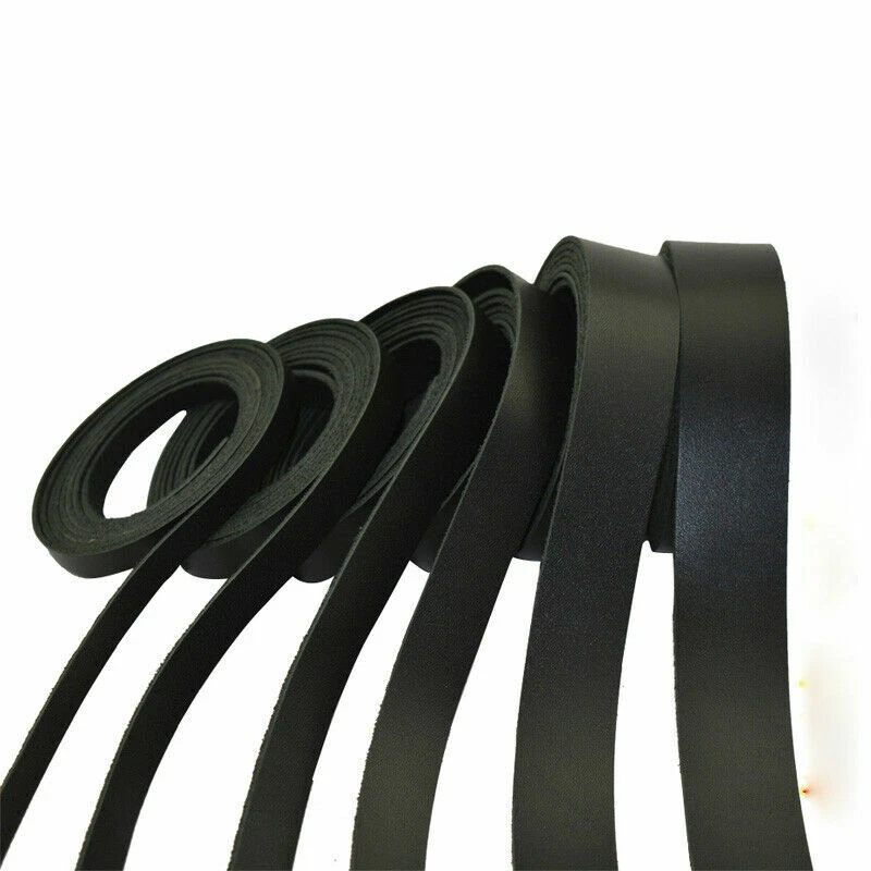 Cinta plana de cuero negro 1M artesanía hágalo usted mismo 8 mm/10 mm/12 mm/15 mm/20 mm/25 mm/30 mm/35 mm/40 mm Foto 2 de 4
