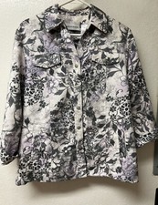 Alfred Dunner Woman Size 14 3/4 Sleeve Multicolor Spring Floral Jacket
