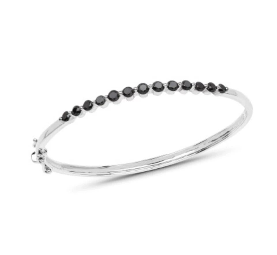 Brazalete de 7,5 pulgadas con acabado de rodio de oro blanco para mujer Foto 3 de 4