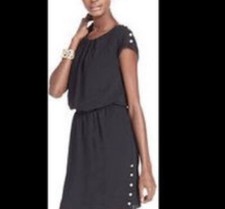Guess Womens Size S black with gold button detail Belt dress