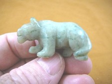 (Y-PANT-570) Green jasper PANTHER stone LEOPARD big wild cat GEMSTONE carving
