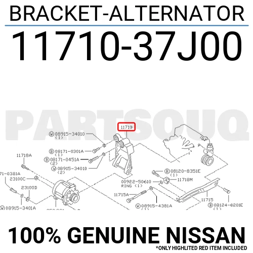 1171037J00 Genuine Nissan BRACKET-ALTERNATOR 11710-37J00 | eBay 