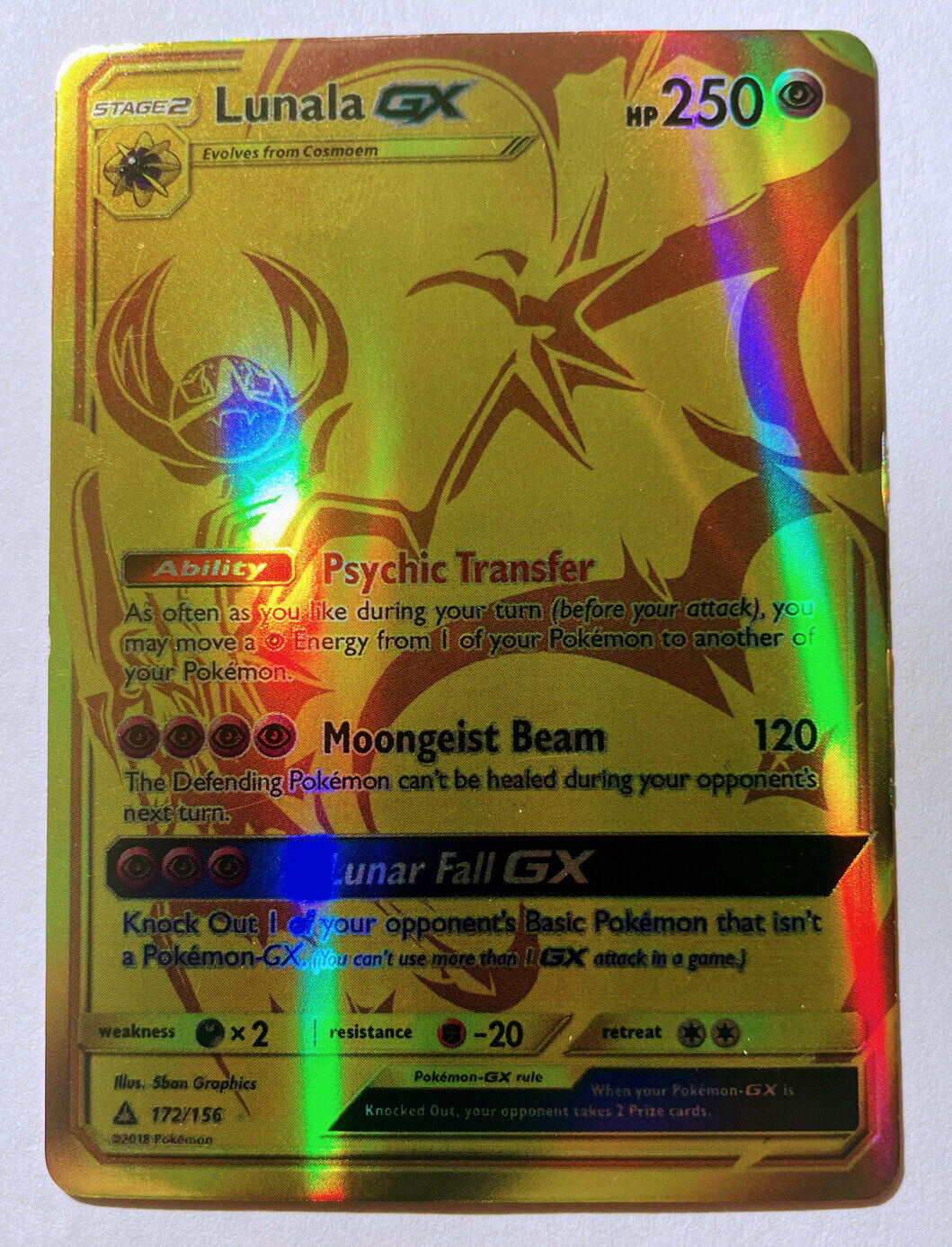 Lunala GX/Gold Card/Hidden Fates/Pokemon Cards, Hobbies & Toys, Toys &  Games on Carousell