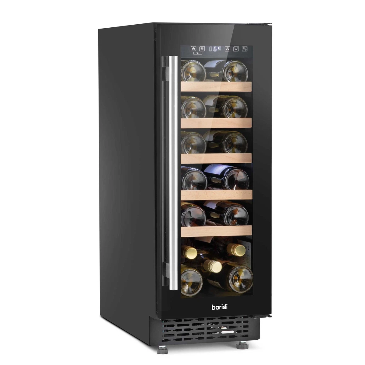 Baridi 20 Bottle Slim 30cm Built In Wine Cooler Touchscreen Controls Black