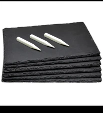 6 Piece Slate Cheese Board, Charcuterie Board with Chalk, Party Supplies, 8x12in
