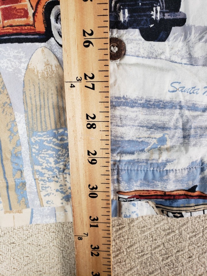 Aftco Shirt Mens XL Blue Hawaiian Old Cars Button Up Cotton Travel