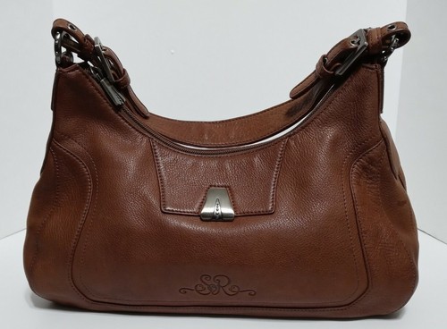 So Rachel by Longaberger Brown Pebble Leather Hobo Shoulder Bag Purse