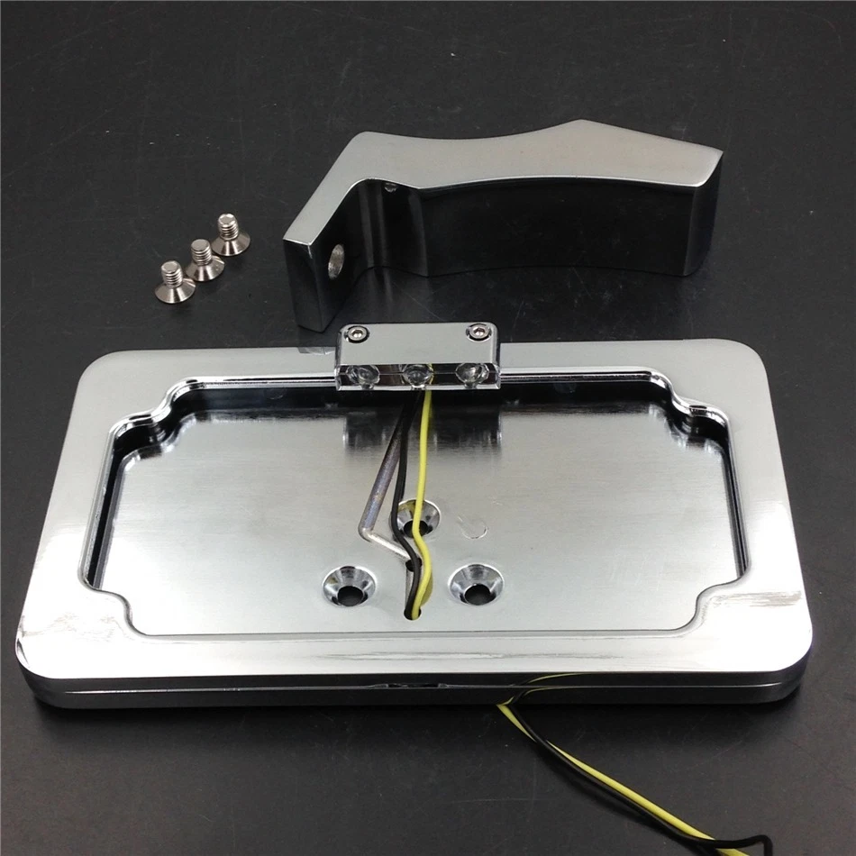 For Suzuki Gsxr600 1300 750 Sv650 Chrome Side Mounted Led License Plate Bracket - Image 2 of 4