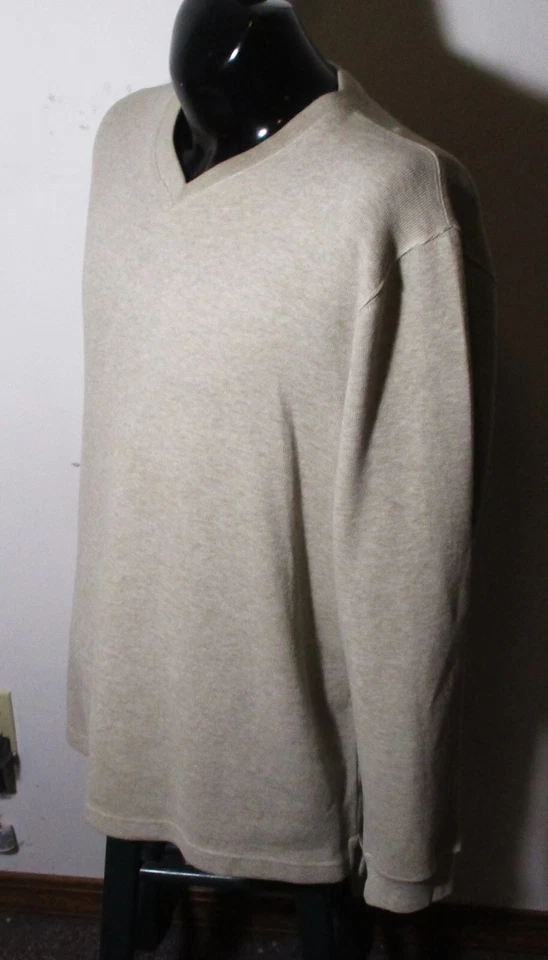 Sudadera CLUB ROOM Algodón Tostado Manga Larga Jersey Cuello en V Talla L Foto 4 de 4