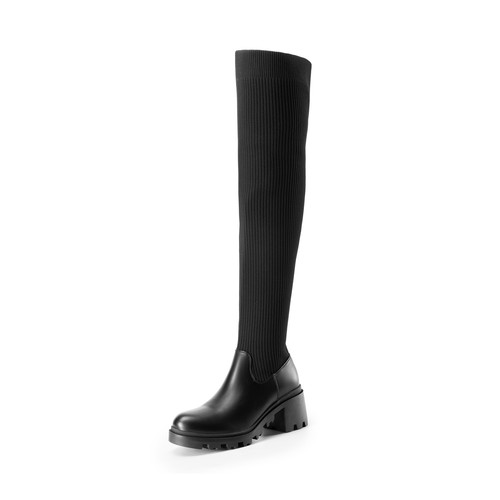 Women Thigh High Boots Suede/PU Over The Knee High Boots Platform Chunky Heel - Picture 18 of 19