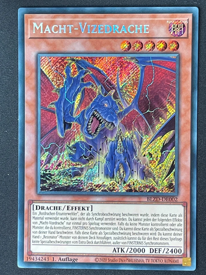 yugioh Macht-Vizedrache BLZD-DE002 SECRET RARE 1AUFLAGE DEUTSCH NM - Bild 1 von 1