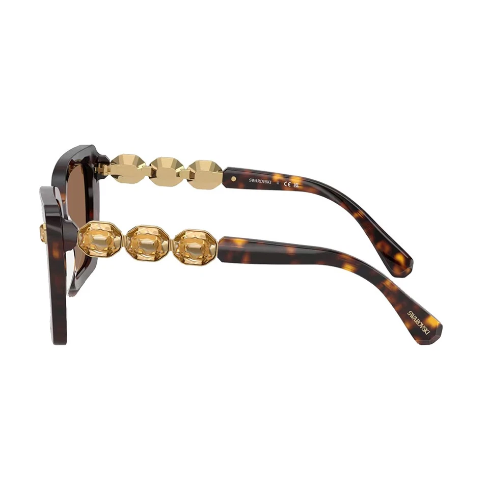 Gafas de sol cuadradas de plástico Swarovski SK 6032 100273 Havana lentes marrones Foto 3 de 3
