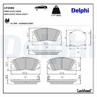 Bremsbelagsatz Scheibenbremse Delphi LP2080 FüR Opel Saab YS3G J60 Insignia G09