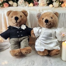 Vintage 1985 Wedding Teddy Bears Bride Groom 8" Cottagecore Summit Collection