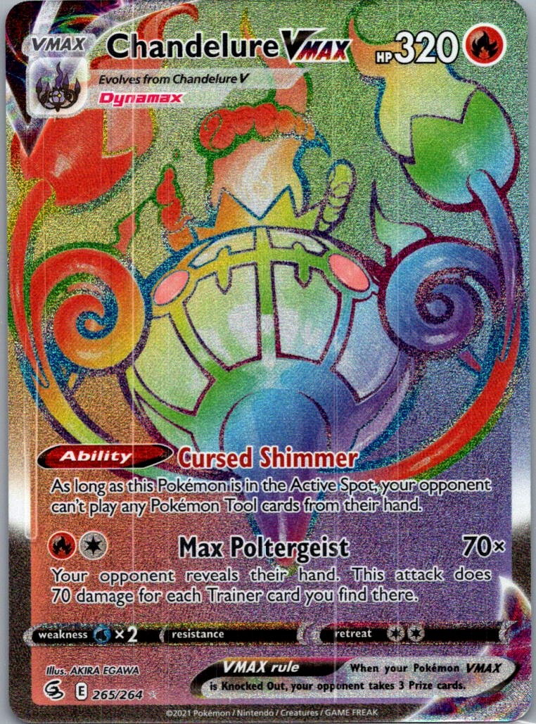 Chandelure VMAX 265/264 Rainbow Rare Fusion Strike Pokemon Holo Near Mint