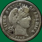 1907-O Barber Dime Very Good VG Coin, Cleaning #38549
