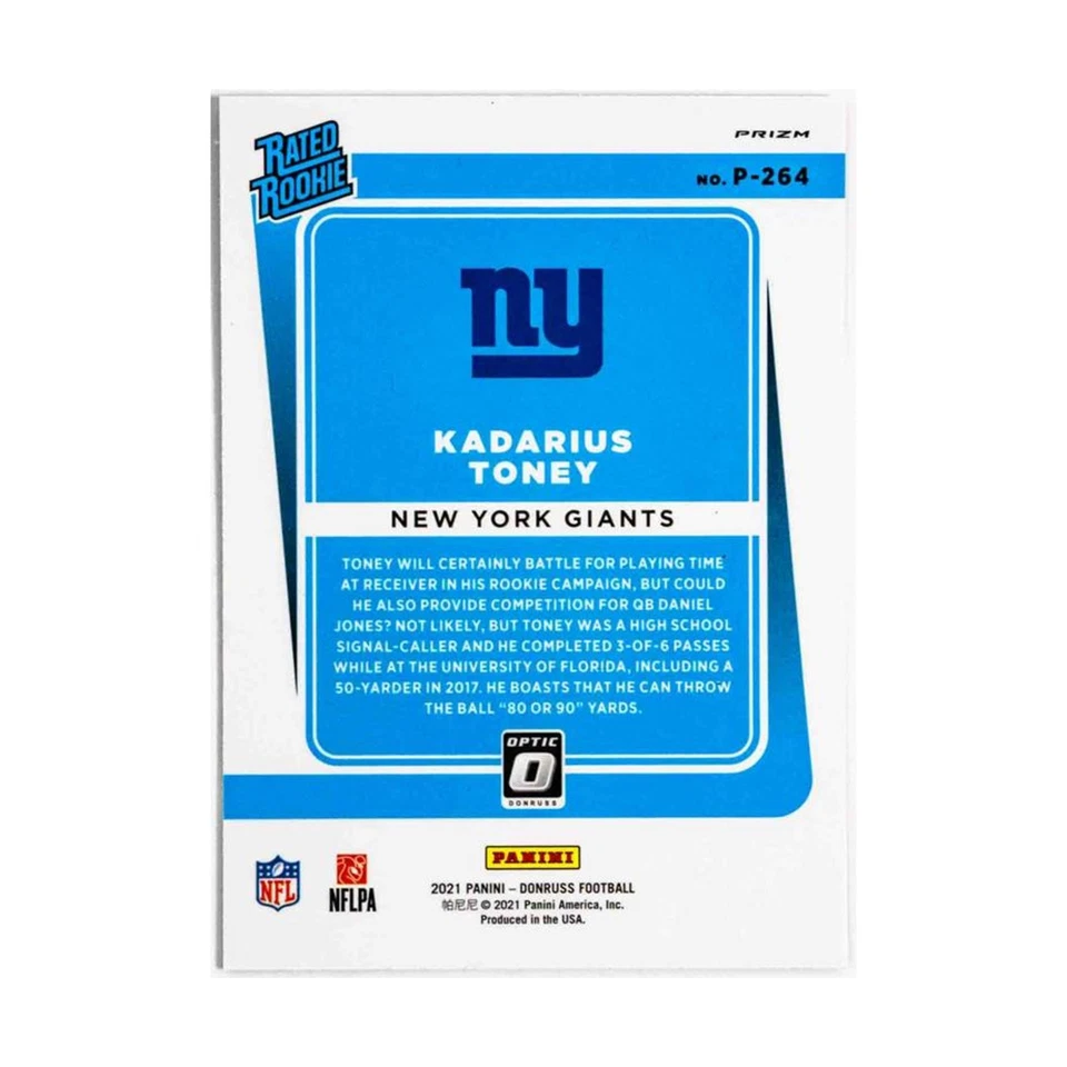 Donruss Kadarius Tony - Rated Rookie (Optic Holofoil, P-264) NM - Image 2 of 2