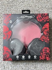 Ed Hardy Wireless Headphones Black Bluetooth Noise Isolating Moveable Earcups