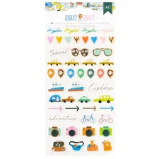 American Crafts Coast-to-Coast Puffy Stickers 47/Pkg-Icons