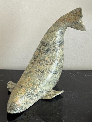 Vintage Napatchie Noah (1926-2004) Inuit Large Carved Whale Stone