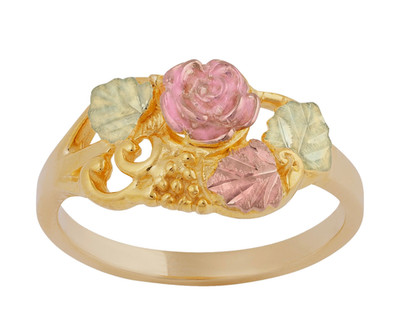 Black Hills Gold 10k Mt Rushmore Rose Three Leaf Ring Size