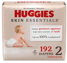 Huggies 192 Pack Skin Essentials White Unisex Size 2 Disposable Baby Diapers