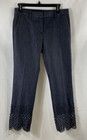 Ann Taylor Women's NWT Eyelet Lace Hem Dark Wash Cropped Pants Petite 2P — photo 1