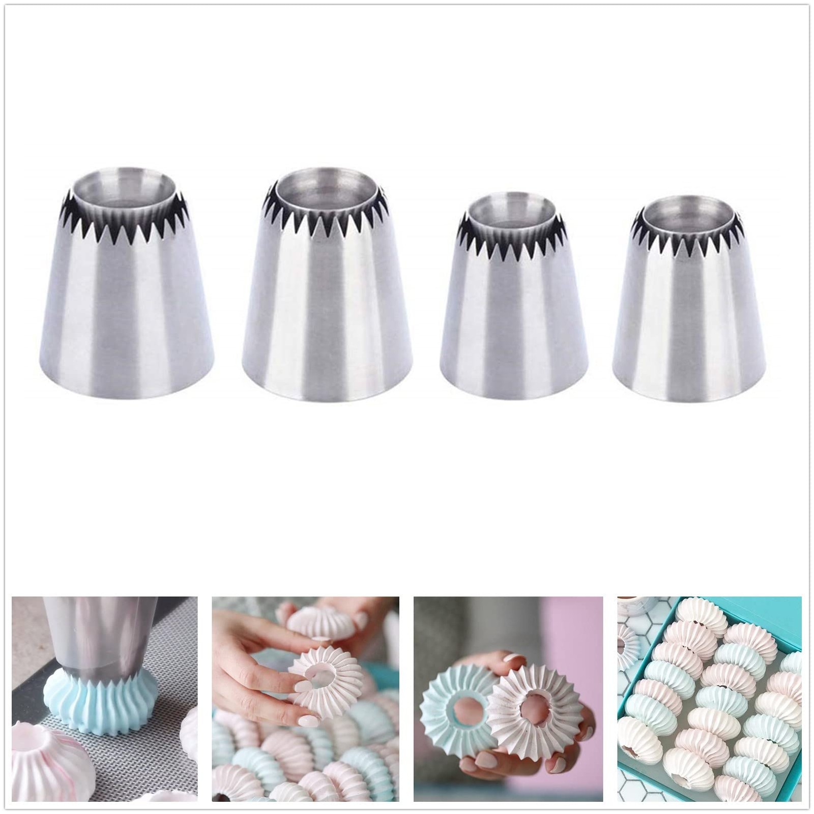 Cake Decorating Tube Supplies Kit 4 PCS Flower Mouth Cream Pastry Tips Set